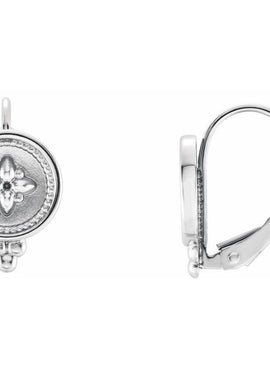 14K White Gold Beaded Lever Back Earrings