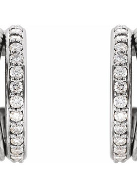 14K White Gold 1/5 CTW Natural Diamond Hoop Earrings
