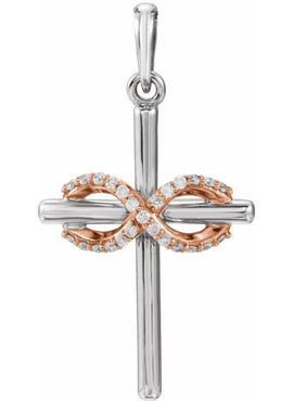14K White Gold .06 CTW Natural Diamond Infinity-Inspired Cross Pendant