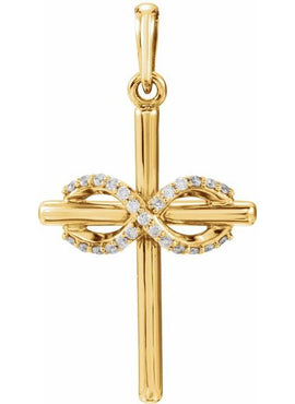 14K White Gold .06 CTW Natural Diamond Infinity-Inspired Cross Pendant