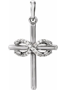14K White Gold .06 CTW Natural Diamond Infinity-Inspired Cross Pendant