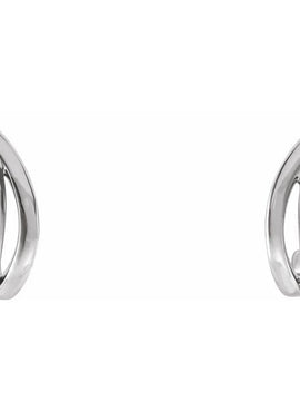 14K White Gold 1/10 CTW Natural Diamond Freeform J-Hoop Earrings