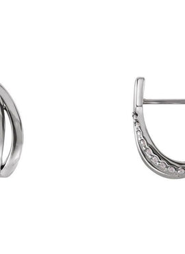 14K White Gold 1/10 CTW Natural Diamond Freeform J-Hoop Earrings