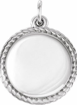 14K White Gold Engravable Round Rope Charm/Pendant