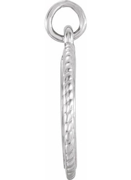 14K White Gold Engravable Round Rope Charm/Pendant