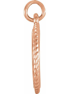 14K White Gold Engravable Round Rope Charm/Pendant