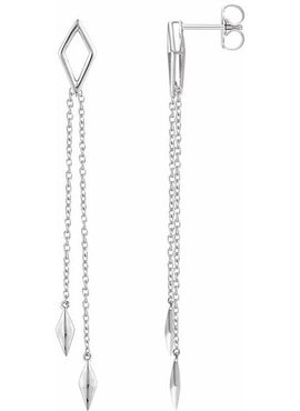 14K Yellow Gold Geometric Chain Earrings