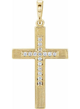14K White Gold .07 CTW Natural Diamond Cross Pendant