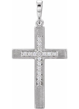 14K White Gold .07 CTW Natural Diamond Cross Pendant