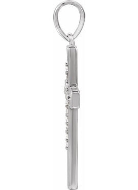 14K White Gold .07 CTW Natural Diamond Cross Pendant