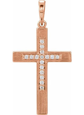14K White Gold .07 CTW Natural Diamond Cross Pendant