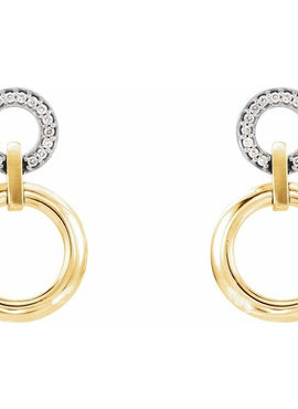 14K Yellow/White Gold 1/6 CTW Natural Diamond Geometric Earrings