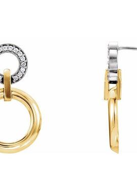 14K Yellow/White Gold 1/6 CTW Natural Diamond Geometric Earrings