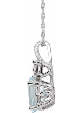 14K White Gold Cultured White Freshwater Pearl & .02 CT Natural Diamond 18