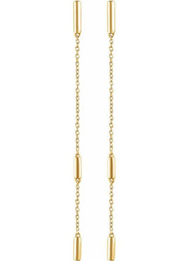 14K Yellow Gold Bar Chain Earrings