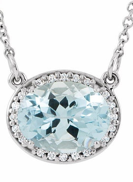 14K White Gold Lab-Grown Emerald & .04 CTW Natural Diamond 16 1/2