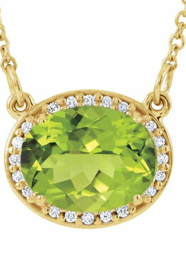 14K White Gold Lab-Grown Emerald & .04 CTW Natural Diamond 16 1/2