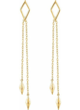 14K Yellow Gold Geometric Chain Earrings