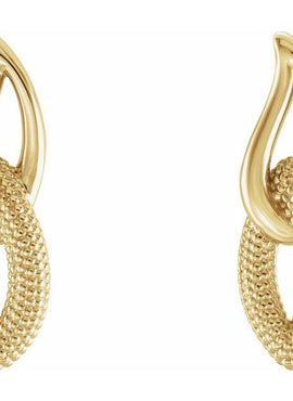 14K Yellow Gold Beaded Drop Earrings