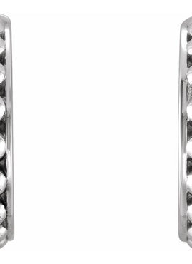 14K White Gold Beaded 12 mm Hoop Earrings