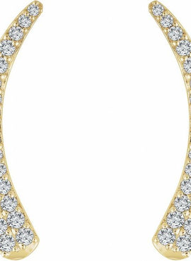 14K Yellow Gold 3/8 CTW Natural Diamond Ear Climbers