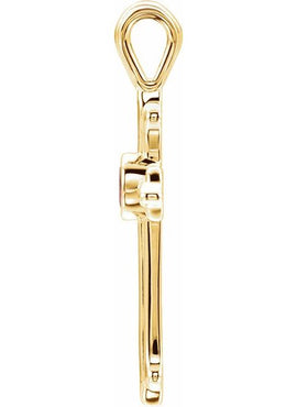 14K White Gold Natural Ruby Cross Pendant