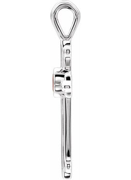 14K White Gold Natural Ruby Cross Pendant