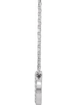 14K White Gold Beaded Circle 16-18