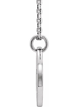 14K White Gold .03 CT Natural Diamond Pierced Cross Disc 16-18