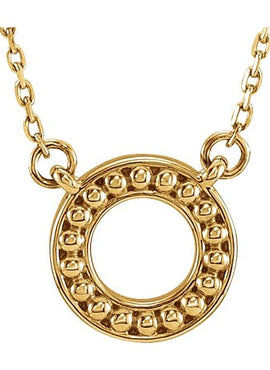 14K White Gold Beaded Circle 16-18