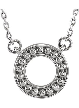 14K White Gold Beaded Circle 16-18