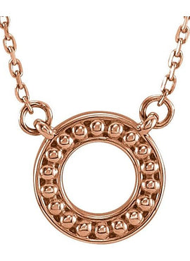 14K White Gold Beaded Circle 16-18