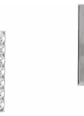 14K White Gold Beaded Bar Earrings