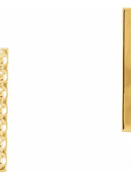 14K White Gold Beaded Bar Earrings