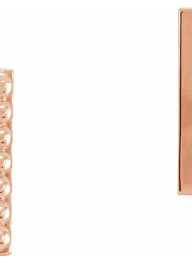 14K White Gold Beaded Bar Earrings
