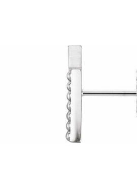 14K White Gold Beaded Bar Earrings