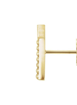 14K White Gold Beaded Bar Earrings