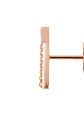 14K White Gold Beaded Bar Earrings