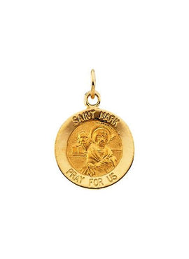 14K Yellow Gold 12 mm Round St. Mark Medal