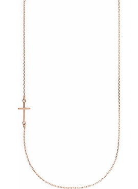 14K White Gold Off-Center Sideways Cross 16