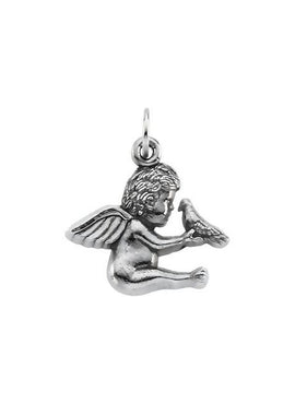 14K White Gold 16x17 mm Cherub Pendant