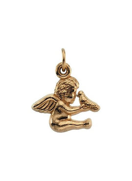 14K White Gold 16x17 mm Cherub Pendant