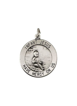 Sterling Silver 18 mm Infant Jesus Medal with 18
