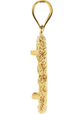 14K Yellow Gold Rope Coin Frame Bezel Pendant Mounting for 16.5x1.1 mm Coin