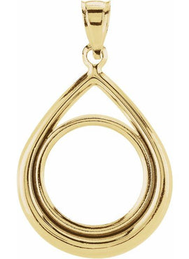 14K Yellow Gold Coin Frame Bezel Pendant Mounting for 16.4x1.1 mm Coin