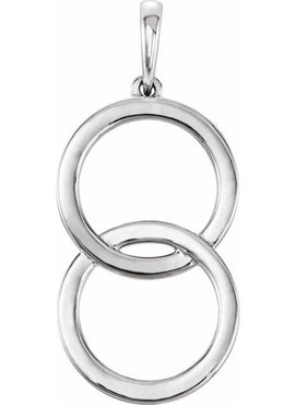14K White Gold Interlocking Circle Pendant