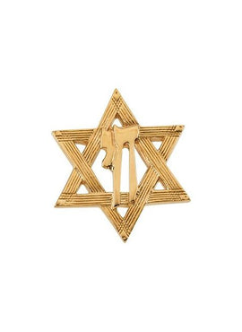 10K Yellow Gold Star of David Chai Lapel Pin