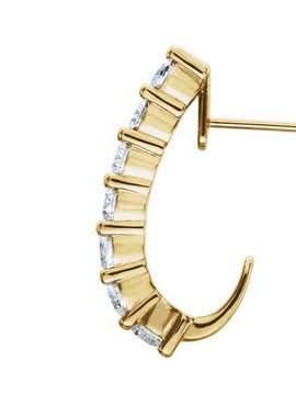 14K White Gold 1 1/4 CTW Natural Diamond J-Hoop Earrings