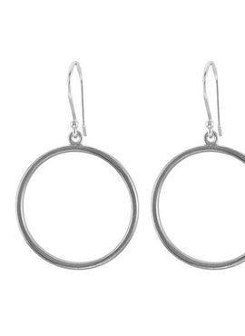 14K White Gold Circle Earrings
