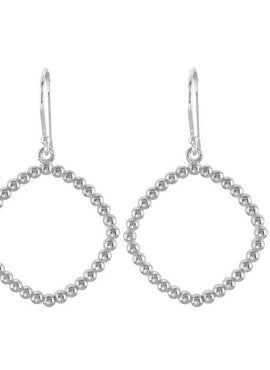 14K White Gold Square Beaded Dangle Earrings